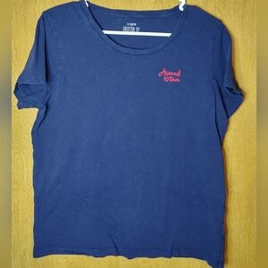 J. Crew Navy Blue T-Shirt With Around Town Embroidery L